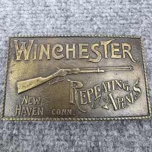 Vintage Brass Belt Buckle Winchester Repeating Arms Western New Haven Conn USA